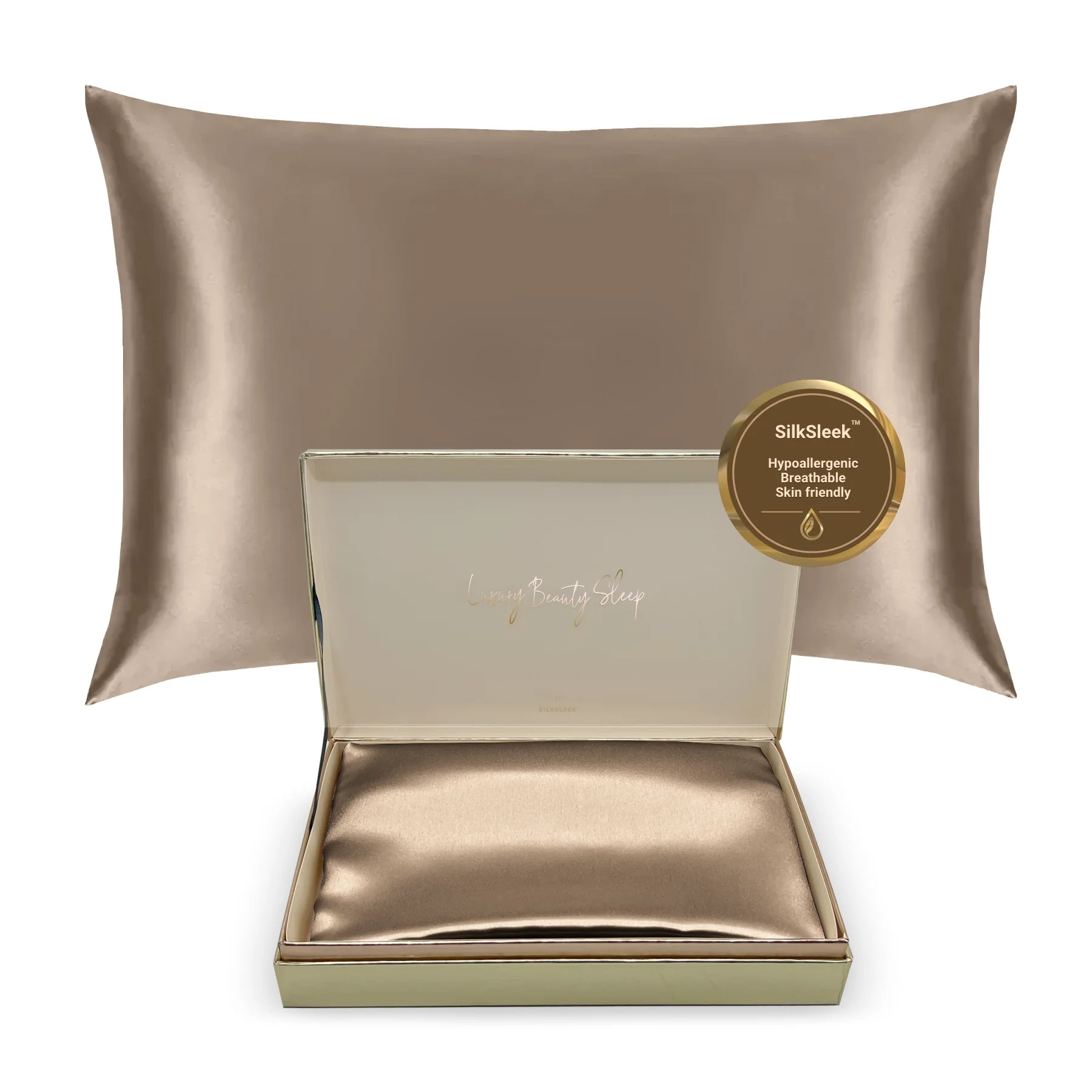 Taupe Silk Pillowcase - 22 Momme Pure Mulberry Silk Pillowcase UK
