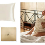 Ivory Silk Gift Set - 22 Momme Mulberry Silk Pillowcase Eye Mask Scrunchies UK