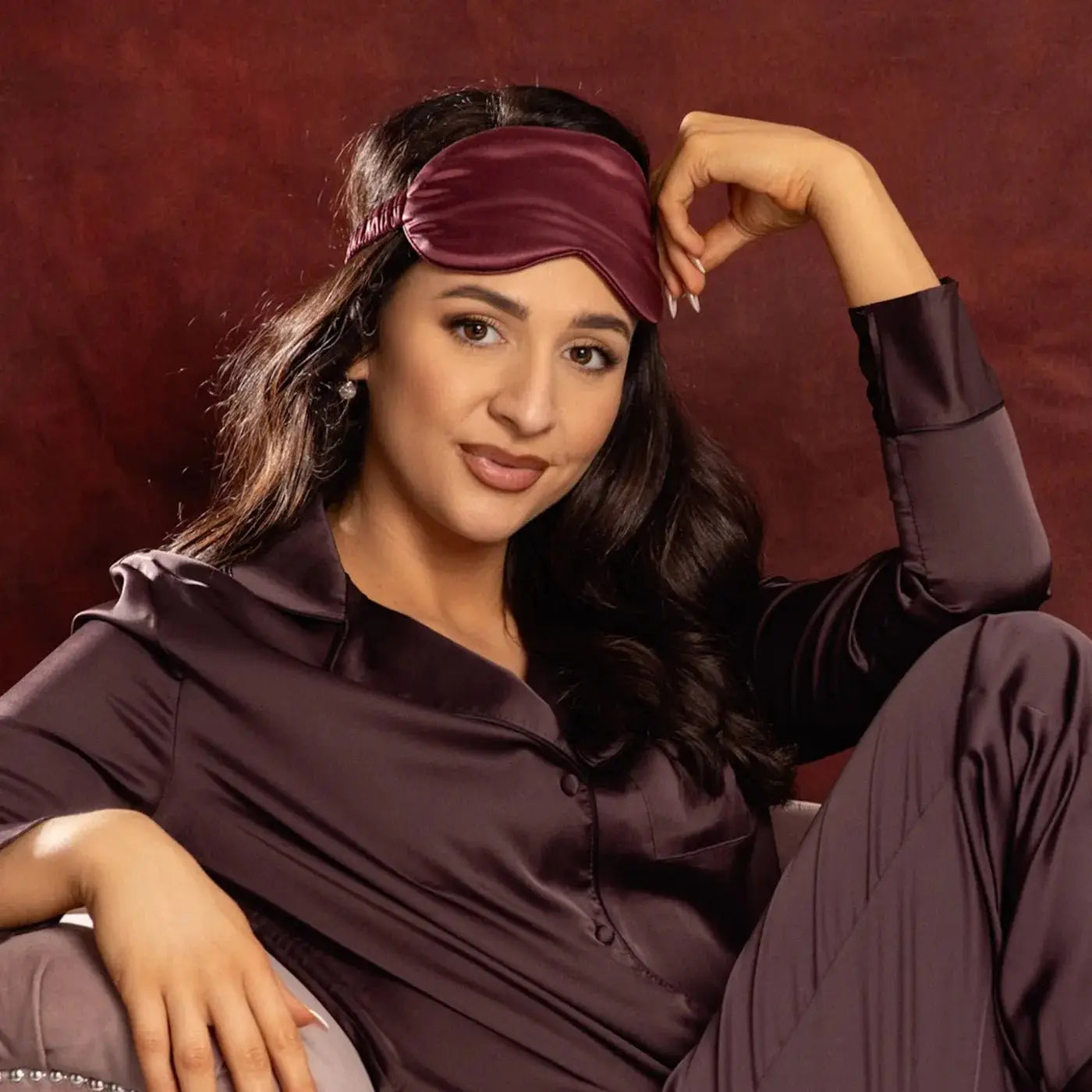 Burgundy Silk Eye Mask - 22 Momme Pure Mulberry Silk Sleep Mask UK