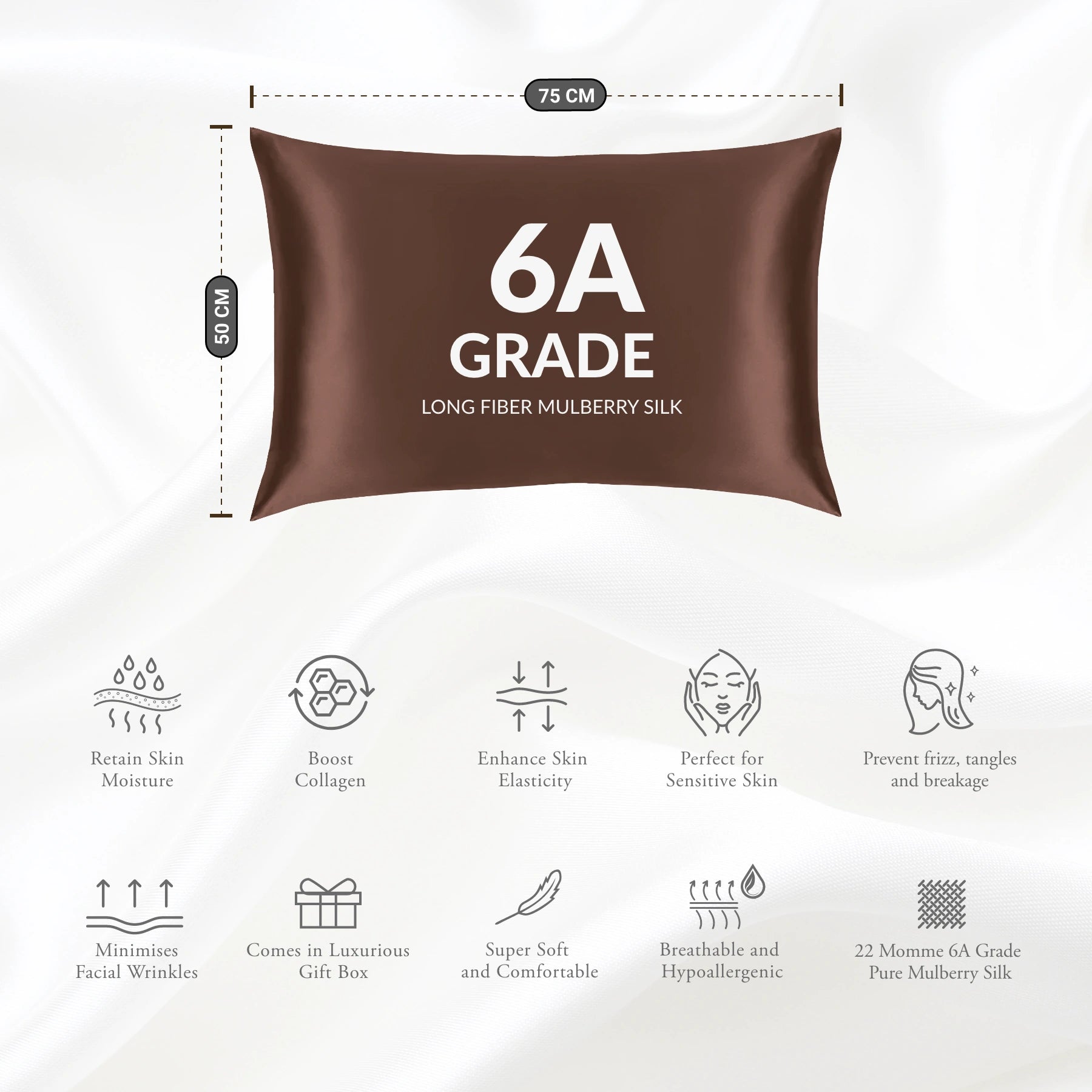 Chocolate Silk Pillowcase - 22 Momme Pure Mulberry Silk Pillowcase