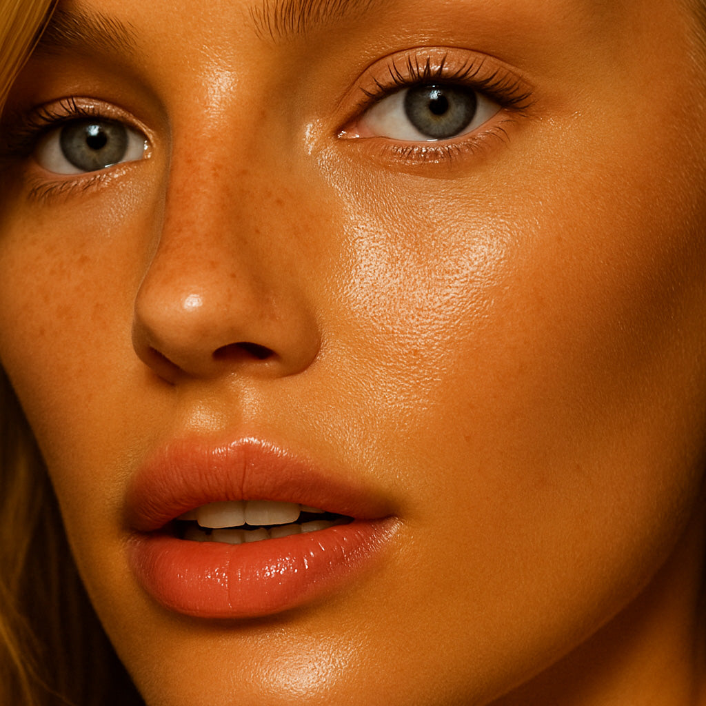 Close-up of a person with a sun-kissed complexion