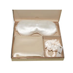 Ivory Silk Gift Set - 22 Momme Mulberry Silk Pillowcase Eye Mask Scrunchies UK