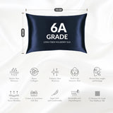 Navy Silk Pillowcase - 22 Momme Pure Mulberry Silk Pillowcase