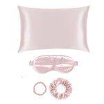 Blush Pink Silk Gift Set - 22 Momme Mulberry Silk Pillowcase Eye Mask Scrunchies UK