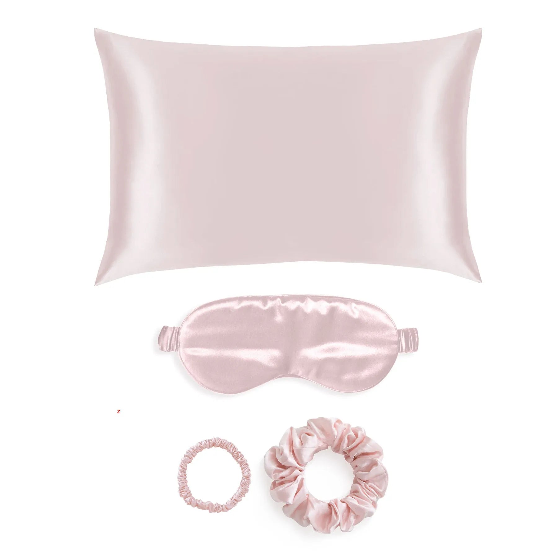 Blush Pink Silk Gift Set - 22 Momme Mulberry Silk Pillowcase Eye Mask Scrunchies UK