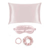 Blush Pink Silk Gift Set - 22 Momme Mulberry Silk Pillowcase Eye Mask Scrunchies UK