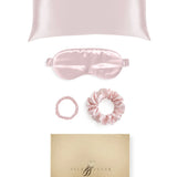 Blush Pink Silk Gift Set - 22 Momme Mulberry Silk Pillowcase Eye Mask Scrunchies UK