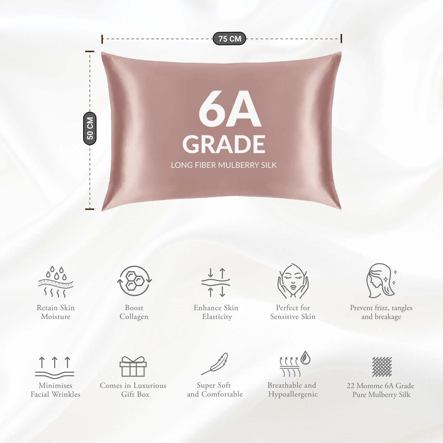 Pink Silk Pillowcase - 22 Momme Pure Mulberry Silk Pillowcase