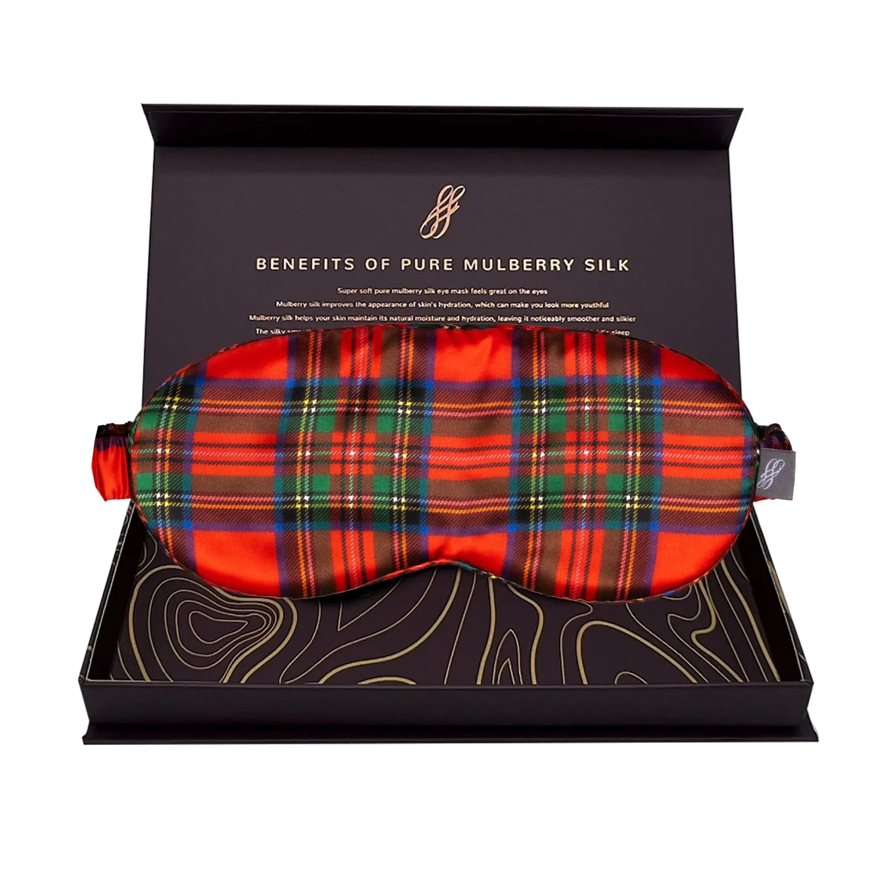 Tartan Red Silk Eye Mask - 22 Momme Pure Mulberry Silk Sleep Mask UK