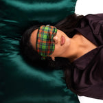 Tartan Green Silk Eye Mask - 22 Momme Pure Mulberry Silk Sleep Mask UK