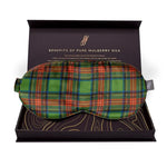 Tartan Green Silk Eye Mask - 22 Momme Pure Mulberry Silk Sleep Mask UK