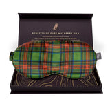 Tartan Green Silk Eye Mask - 22 Momme Pure Mulberry Silk Sleep Mask UK