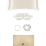Ivory Silk Gift Set - 22 Momme Mulberry Silk Pillowcase Eye Mask Scrunchies UK