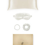Ivory Silk Gift Set - 22 Momme Mulberry Silk Pillowcase Eye Mask Scrunchies UK